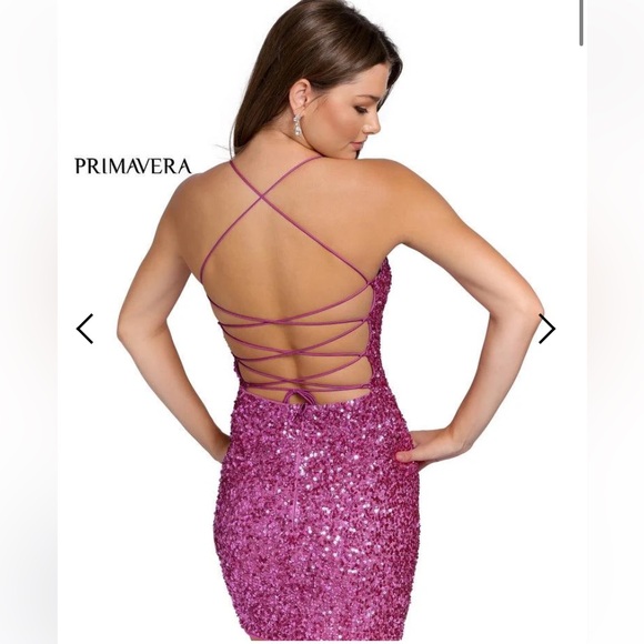 PRIMAVERA Couture 3351 Cocktail Short Fitted Sequin Backless Homecoming Dress - Picture 16 of 16
